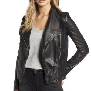 Chelsea28 Genuine Leather Moto Biker Drape Jacket